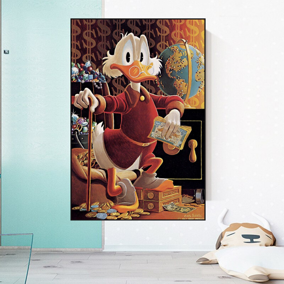 Scrooge McDuck Money Maker Millionaire Canvas Wall Art-MinimalisticDecor.com