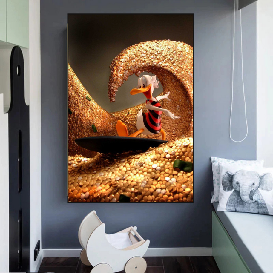 Scrooge McDuck Money Maker Millionaire Canvas Wall Art-MinimalisticDecor.com