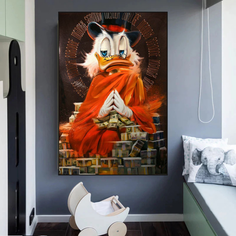 Scrooge McDuck Money Maker Millionaire Canvas Wall Art-MinimalisticDecor.com