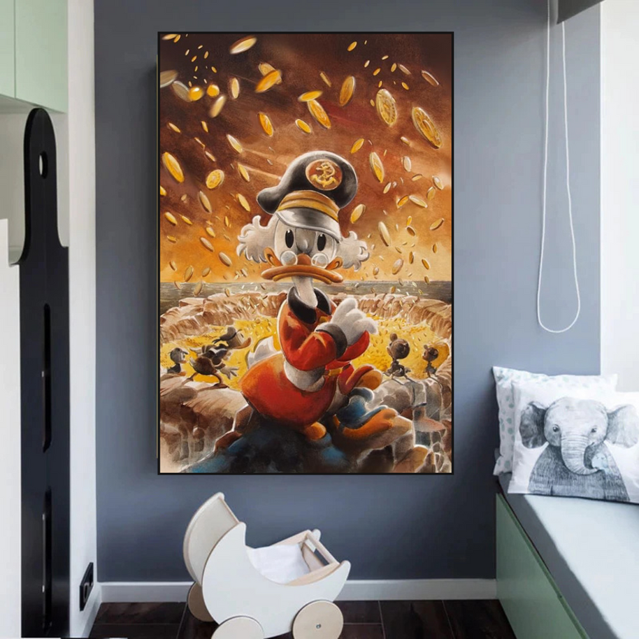 Scrooge McDuck Money Maker Millionaire Canvas Wall Art-MinimalisticDecor.com