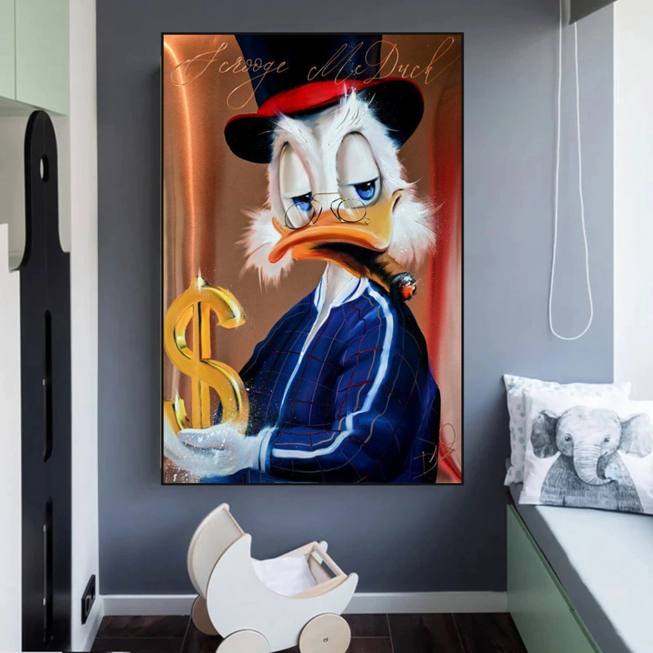 Scrooge McDuck Money Maker Millionaire Canvas Wall Art-MinimalisticDecor.com