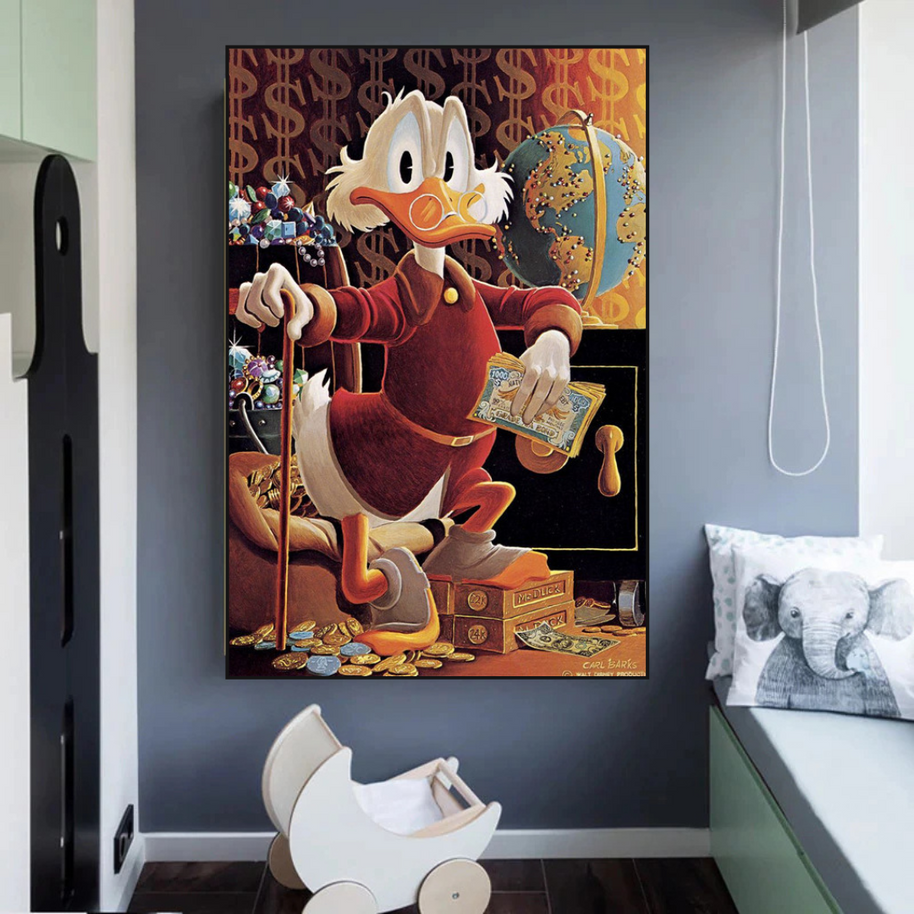 Scrooge McDuck Money Maker Millionaire Canvas Wall Art-MinimalisticDecor.com