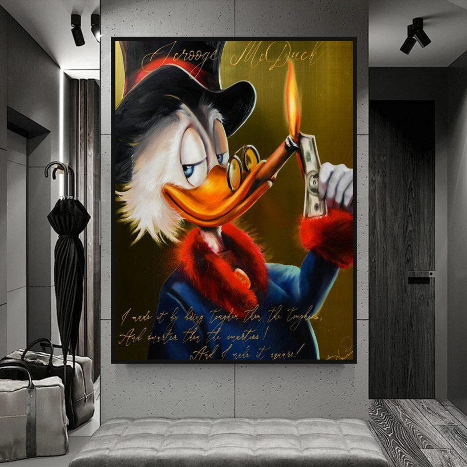 Scrooge McDuck Money Maker Millionaire Canvas Wall Art-MinimalisticDecor.com