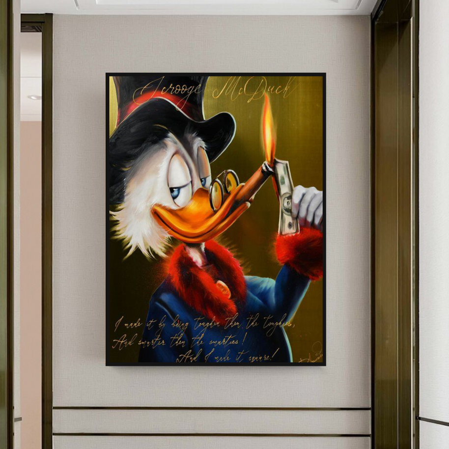 Scrooge McDuck Money Maker Millionaire Canvas Wall Art-MinimalisticDecor.com