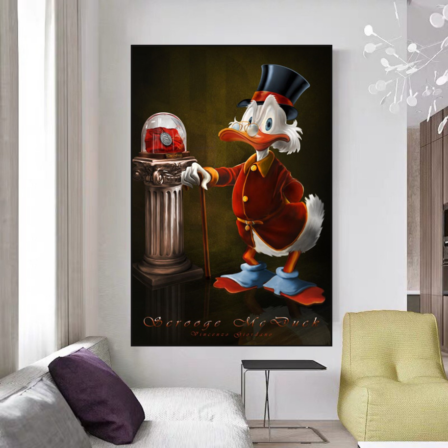 Scrooge McDuck Money Maker Millionaire Canvas Wall Art-MinimalisticDecor.com