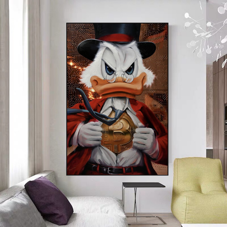 Scrooge McDuck Money Maker Millionaire Canvas Wall Art-MinimalisticDecor.com