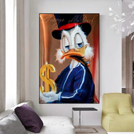Scrooge McDuck Money Maker Millionaire Canvas Wall Art-MinimalisticDecor.com