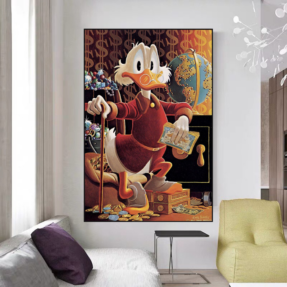 Scrooge McDuck Money Maker Millionaire Canvas Wall Art-MinimalisticDecor.com