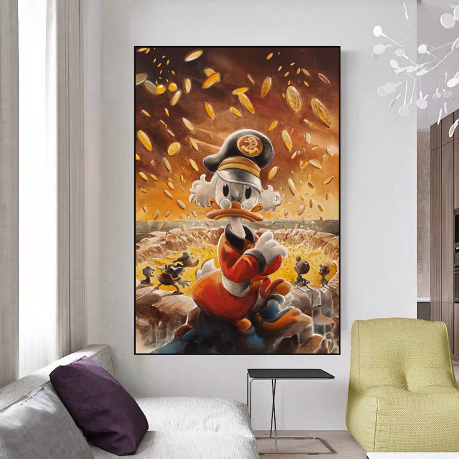 Scrooge McDuck Money Maker Millionaire Canvas Wall Art-MinimalisticDecor.com