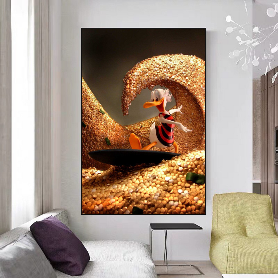 Scrooge McDuck Money Maker Millionaire Canvas Wall Art-MinimalisticDecor.com