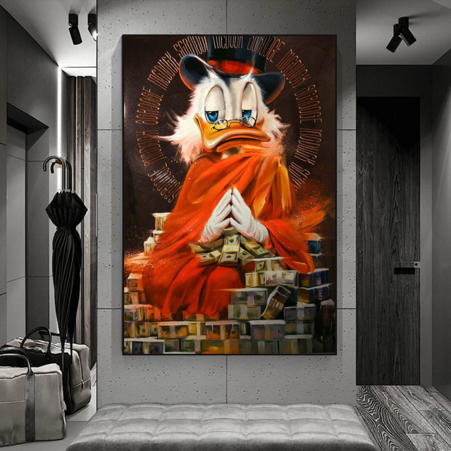 Scrooge McDuck Money Maker Millionaire Canvas Wall Art-MinimalisticDecor.com
