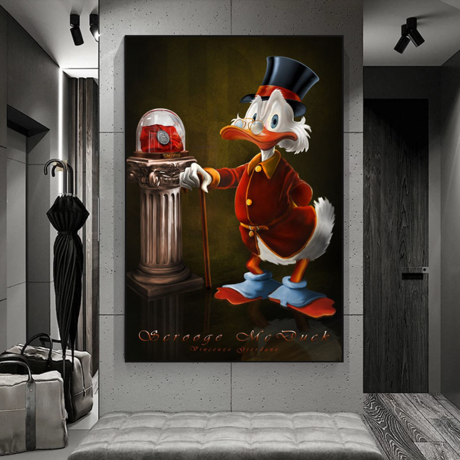 Scrooge McDuck Money Maker Millionaire Canvas Wall Art-MinimalisticDecor.com