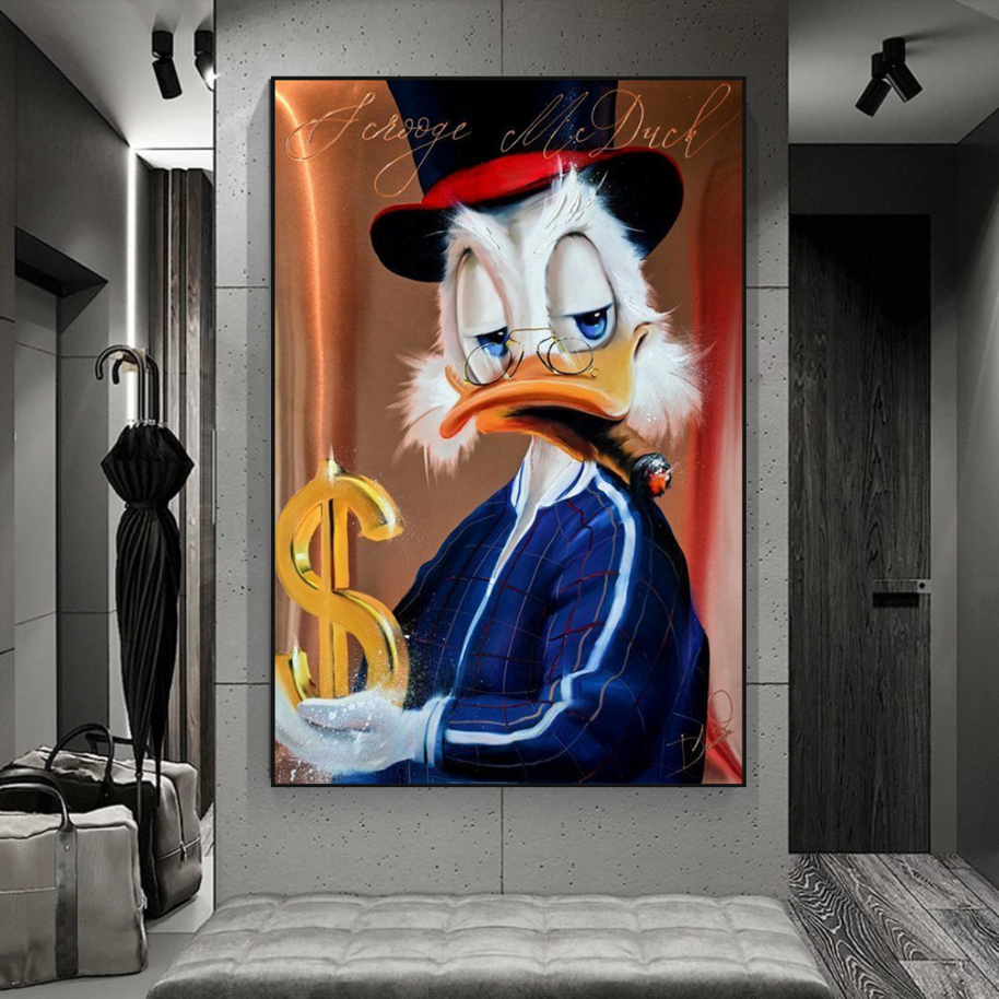 Scrooge McDuck Money Maker Millionaire Canvas Wall Art-MinimalisticDecor.com