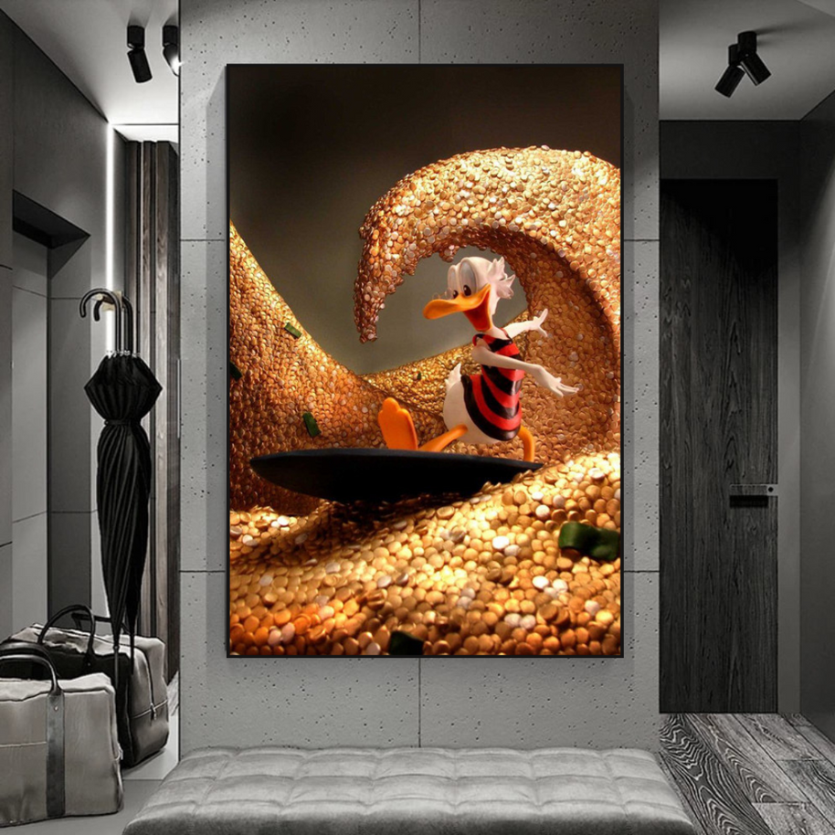 Scrooge McDuck Money Maker Millionaire Canvas Wall Art-MinimalisticDecor.com