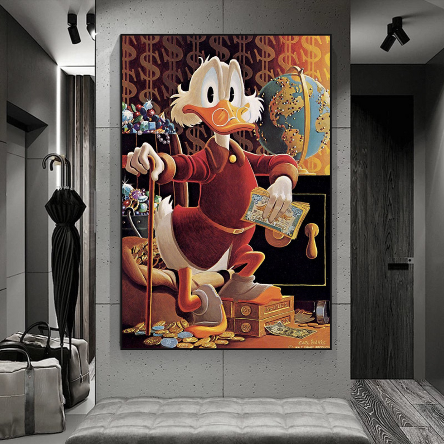 Scrooge McDuck Money Maker Millionaire Canvas Wall Art-MinimalisticDecor.com