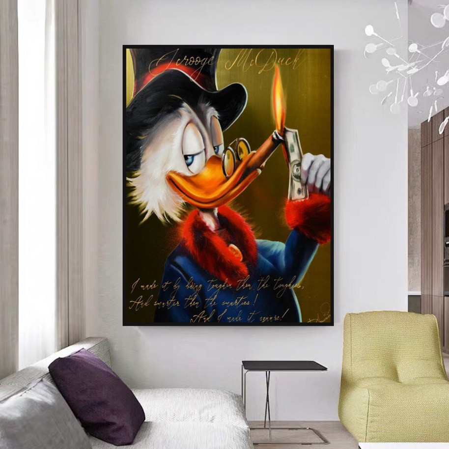 Scrooge McDuck Money Maker Millionaire Canvas Wall Art-MinimalisticDecor.com