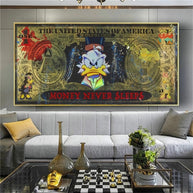 Scrooge McDuck Money Never Sleep Wall Art-MinimalisticDecor.com
