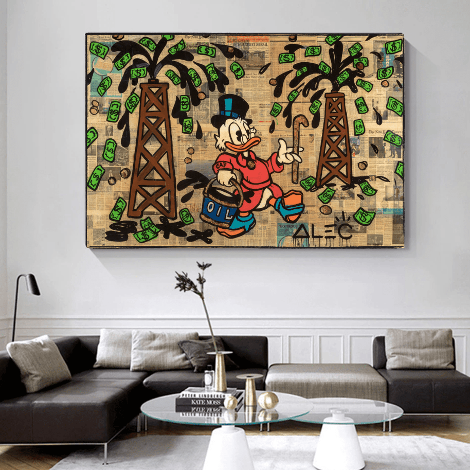 Scrooge McDuck Oil Money Maker Millionaire by Alec Canvas Wall Art-MinimalisticDecor.com