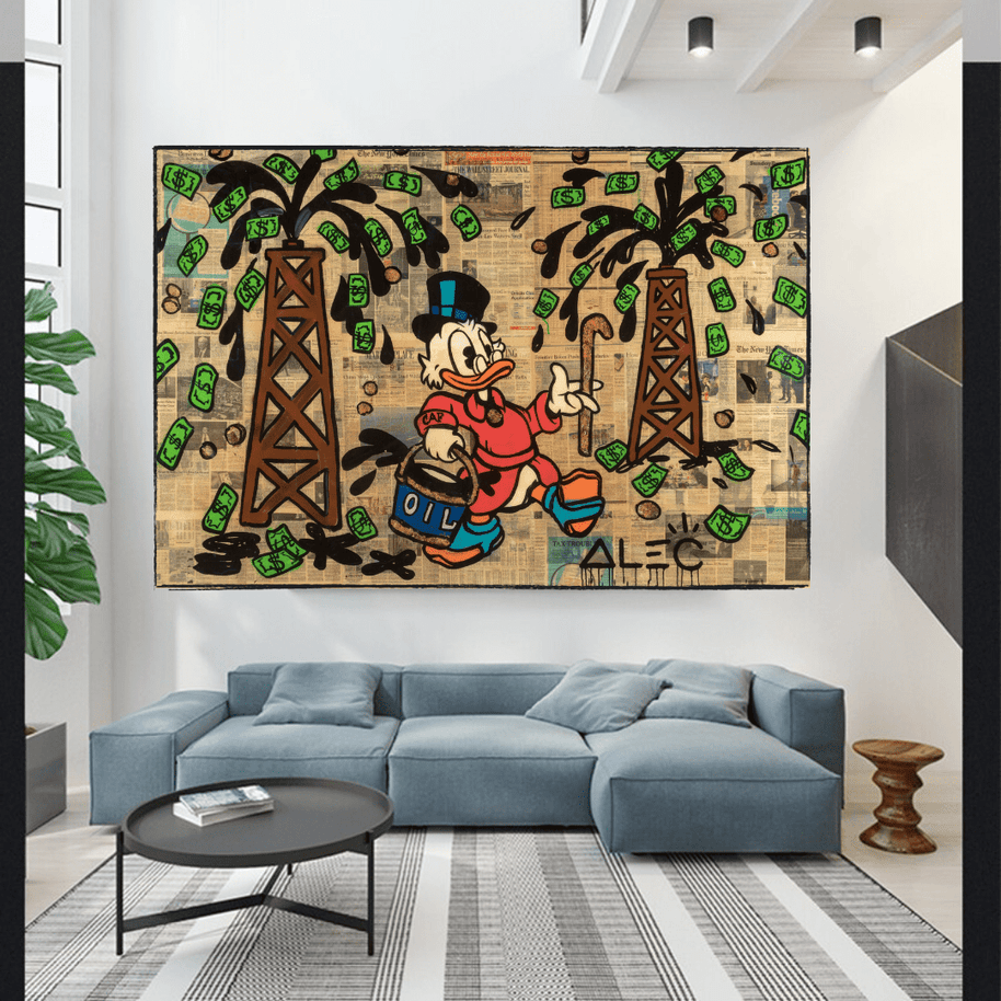 Scrooge McDuck Oil Money Maker Millionaire by Alec Canvas Wall Art-MinimalisticDecor.com