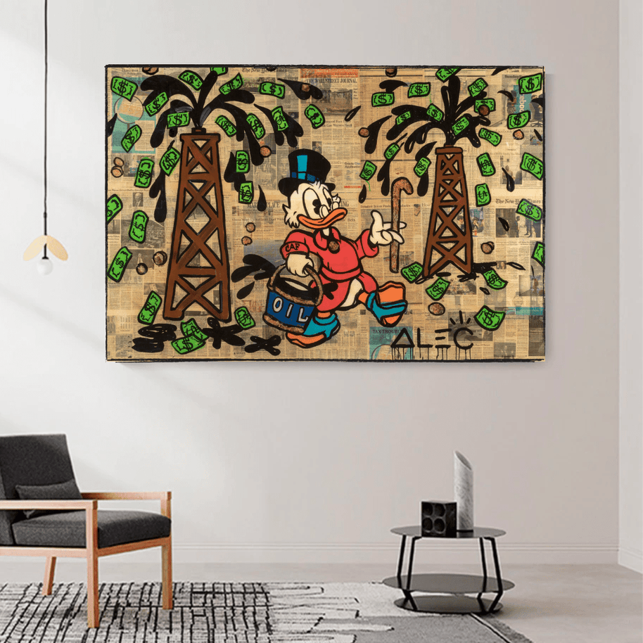 Scrooge McDuck Oil Money Maker Millionaire by Alec Canvas Wall Art-MinimalisticDecor.com