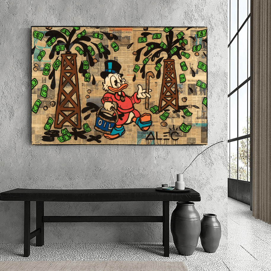Scrooge McDuck Oil Money Maker Millionaire by Alec Canvas Wall Art-MinimalisticDecor.com
