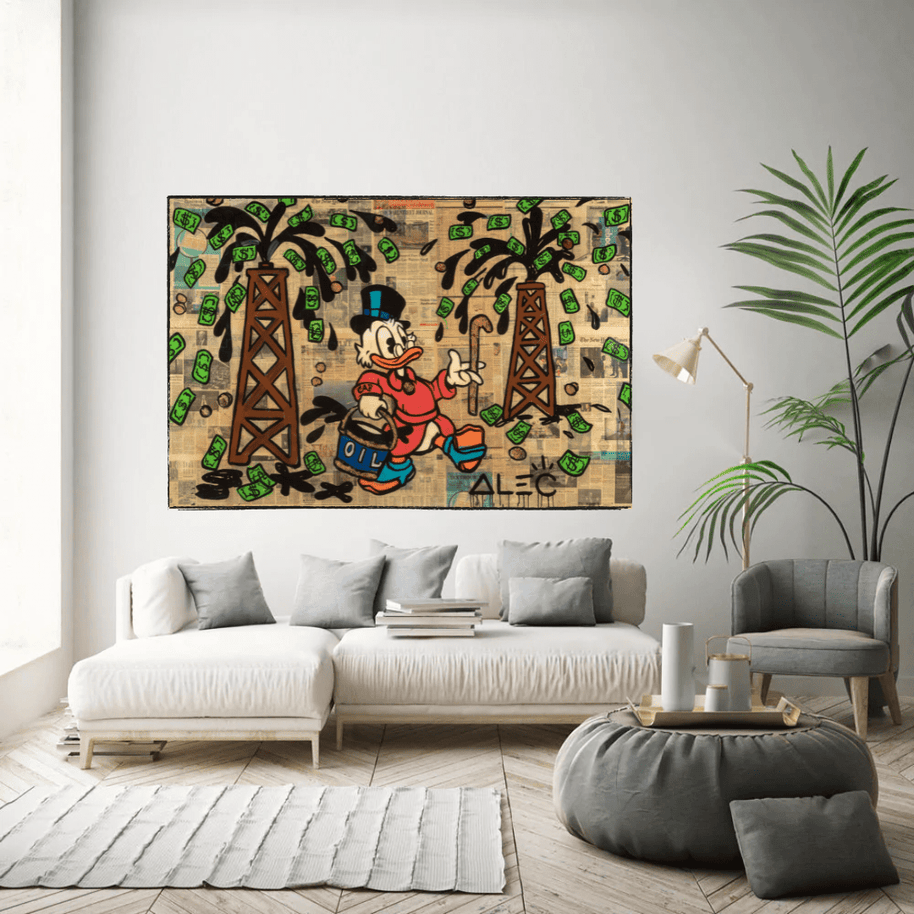 Scrooge McDuck Oil Money Maker Millionaire by Alec Canvas Wall Art-MinimalisticDecor.com
