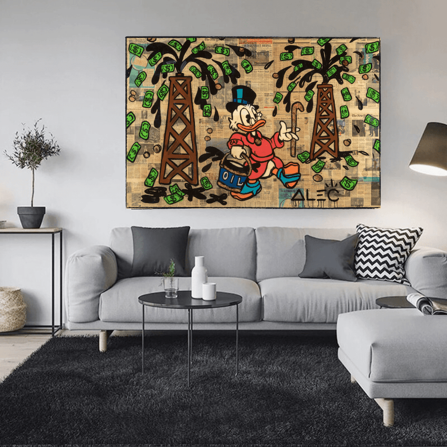 Scrooge McDuck Oil Money Maker Millionaire by Alec Canvas Wall Art-MinimalisticDecor.com