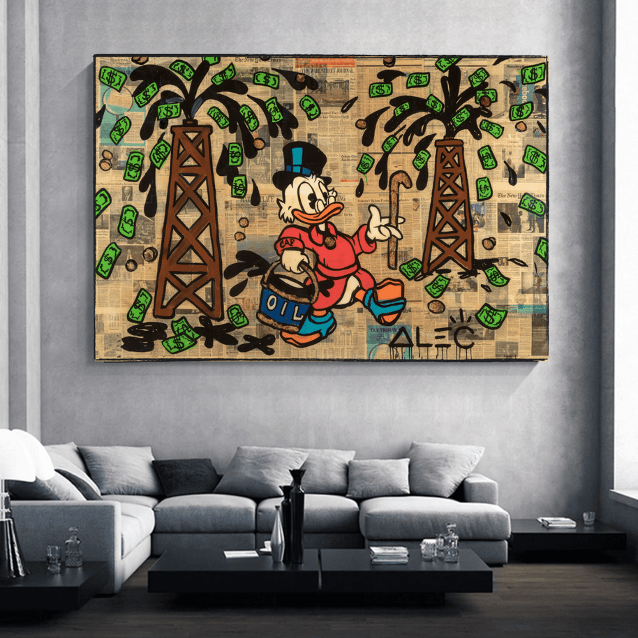 Scrooge McDuck Oil Money Maker Millionaire by Alec Canvas Wall Art-MinimalisticDecor.com