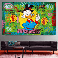 Scrooge McDuck One Dollar Money Canvas Wall Art-MinimalisticDecor.com