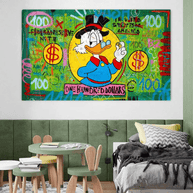 Scrooge McDuck One Dollar Money Canvas Wall Art-MinimalisticDecor.com