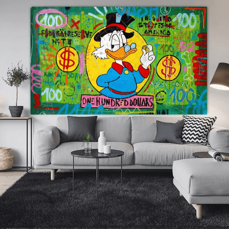 Scrooge McDuck One Dollar Money Canvas Wall Art-MinimalisticDecor.com