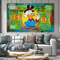 Scrooge McDuck One Dollar Money Canvas Wall Art-MinimalisticDecor.com