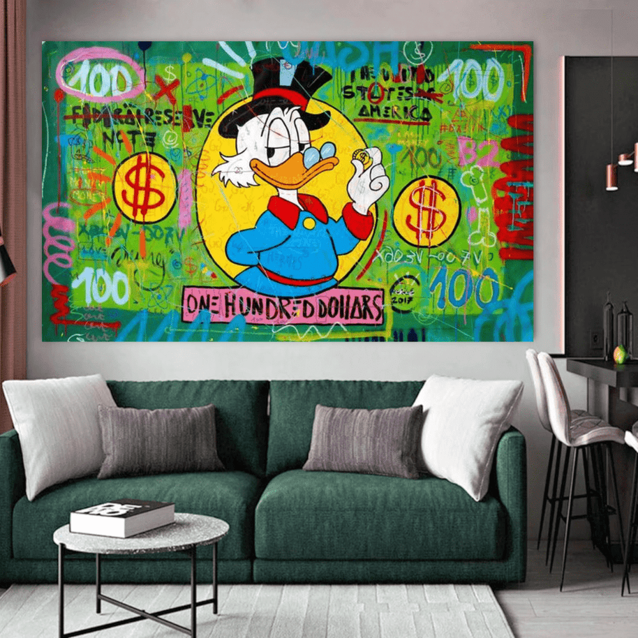Scrooge McDuck One Dollar Money Canvas Wall Art-MinimalisticDecor.com