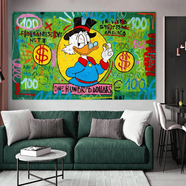 Scrooge McDuck One Dollar Money Canvas Wall Art-MinimalisticDecor.com