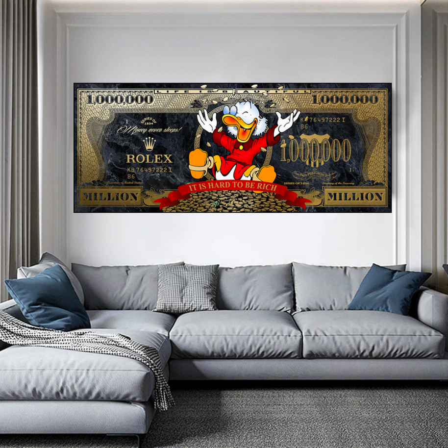 Scrooge McDuck One Million Dollar Canvas Wall Art-MinimalisticDecor.com