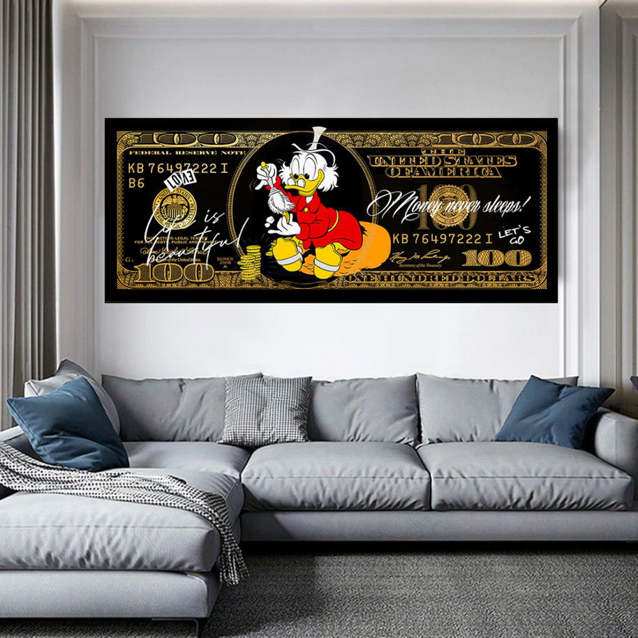 Scrooge McDuck One Million Dollar Canvas Wall Art-MinimalisticDecor.com