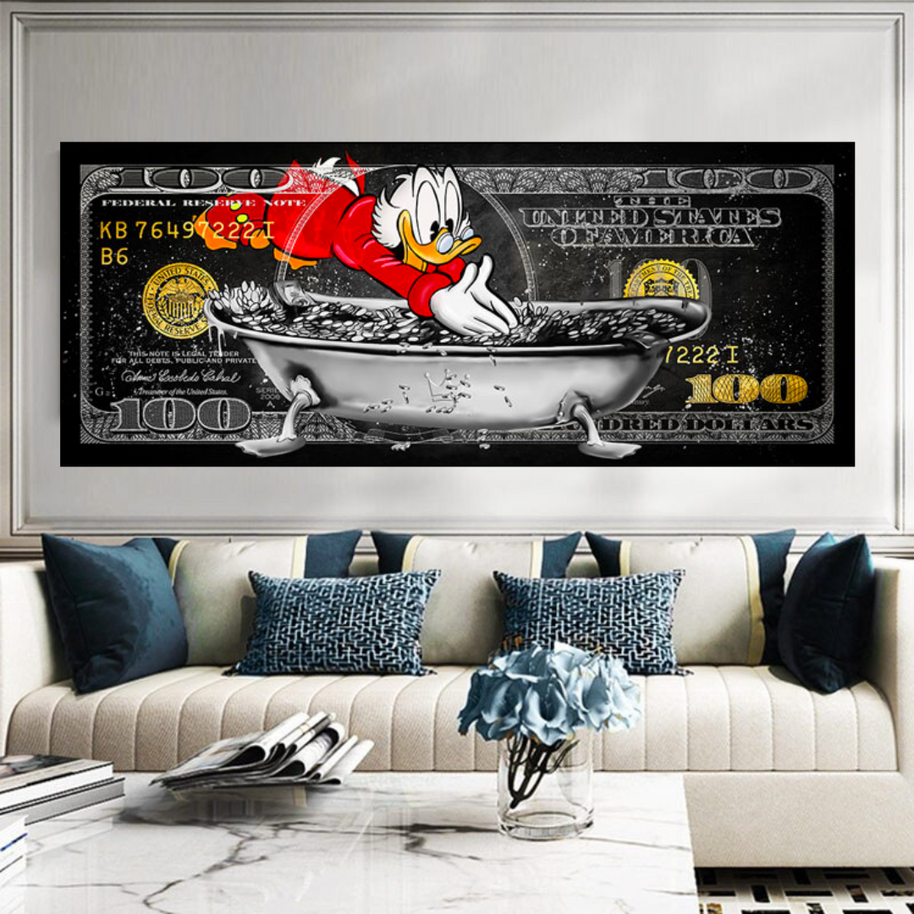 Scrooge McDuck One Million Dollar Canvas Wall Art-MinimalisticDecor.com