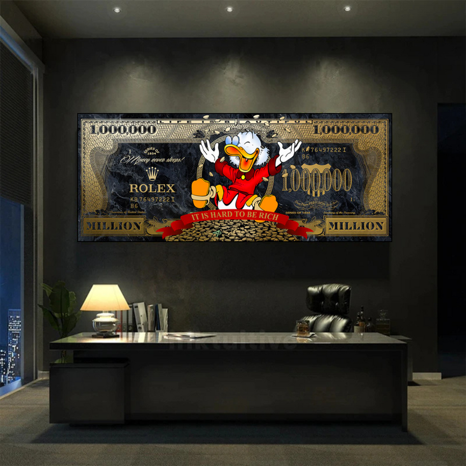 Scrooge McDuck One Million Dollar Canvas Wall Art-MinimalisticDecor.com