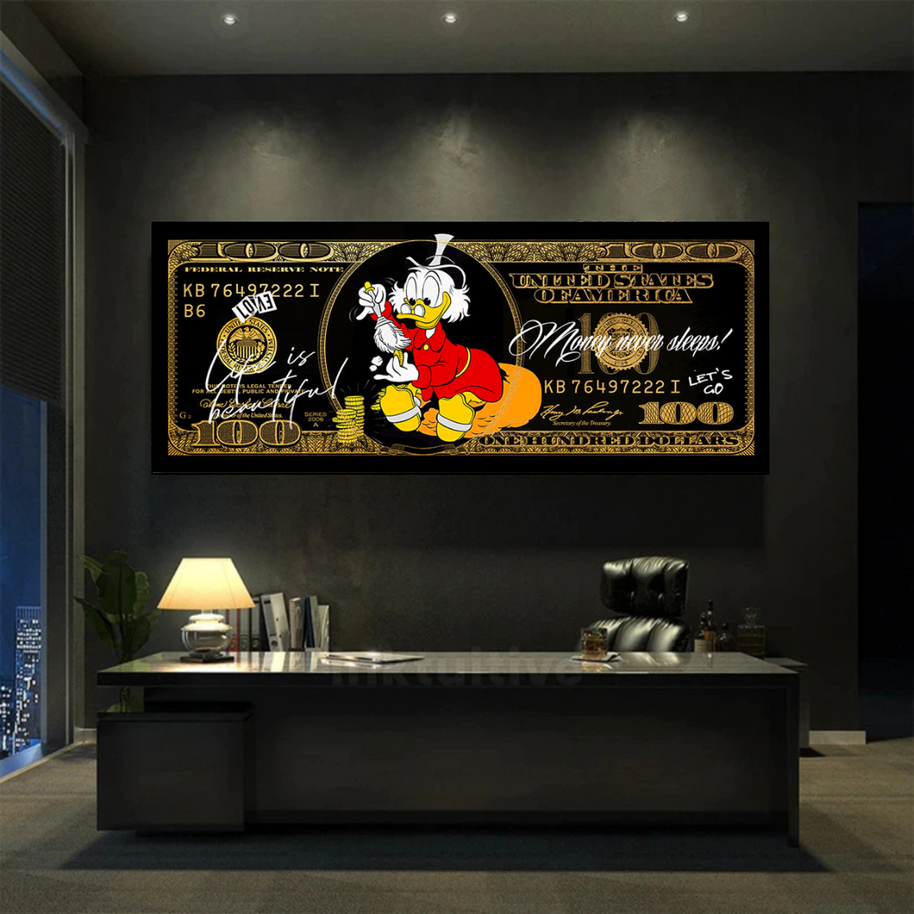 Scrooge McDuck One Million Dollar Canvas Wall Art-MinimalisticDecor.com