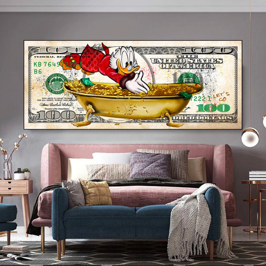 Scrooge McDuck One Million Dollar Canvas Wall Art-MinimalisticDecor.com