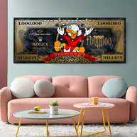Scrooge McDuck One Million Dollar Canvas Wall Art-MinimalisticDecor.com