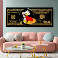 Scrooge McDuck One Million Dollar Canvas Wall Art-MinimalisticDecor.com