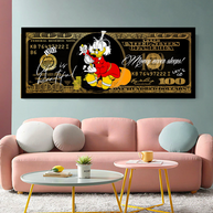 Scrooge McDuck One Million Dollar Canvas Wall Art-MinimalisticDecor.com