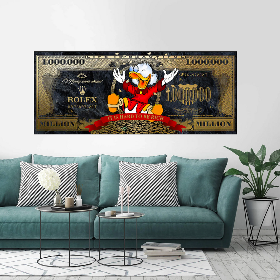 Scrooge McDuck One Million Dollar Canvas Wall Art-MinimalisticDecor.com