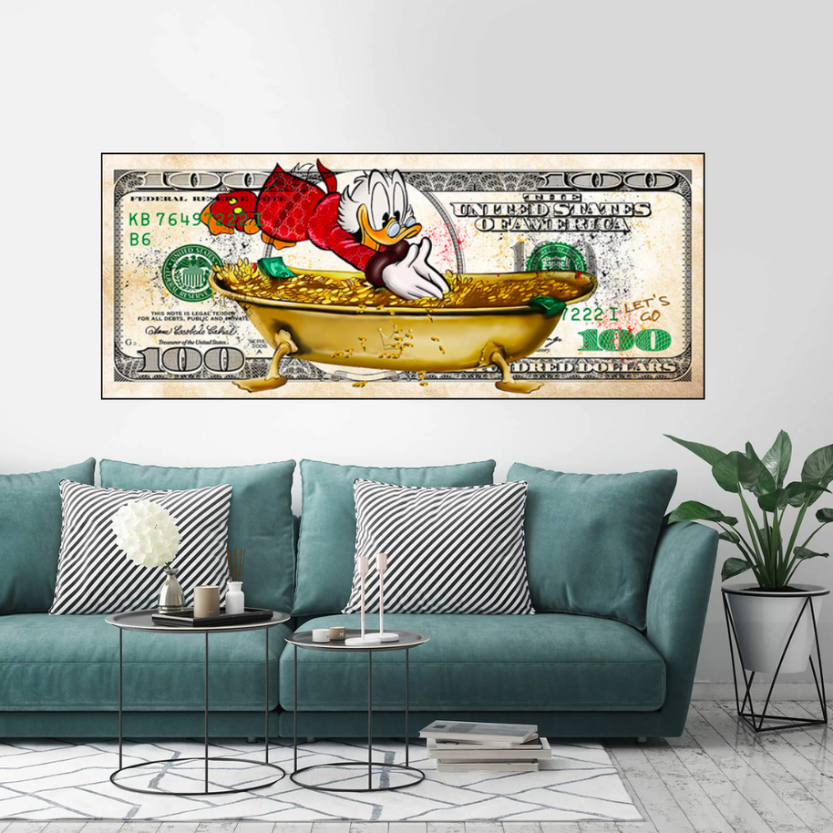 Scrooge McDuck One Million Dollar Canvas Wall Art-MinimalisticDecor.com