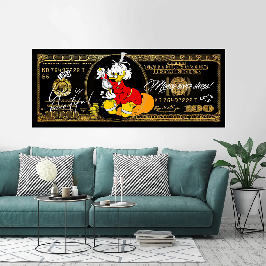 Scrooge McDuck One Million Dollar Canvas Wall Art-MinimalisticDecor.com