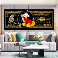 Scrooge McDuck One Million Dollar Canvas Wall Art-MinimalisticDecor.com