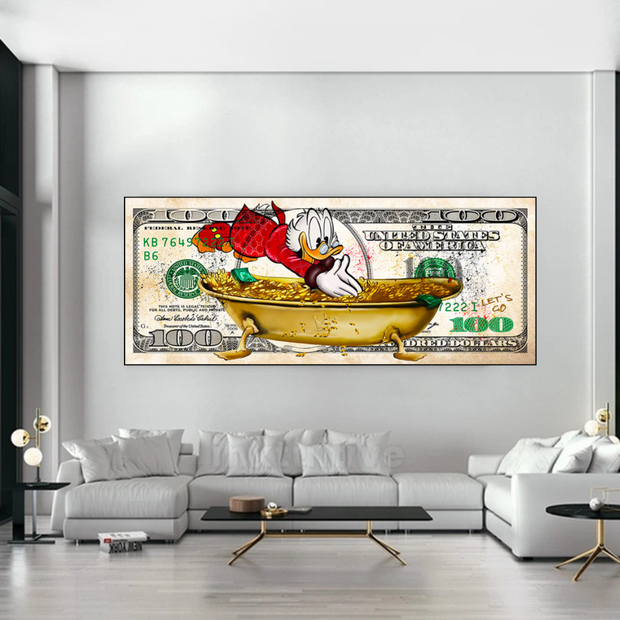Scrooge McDuck One Million Dollar Canvas Wall Art-MinimalisticDecor.com