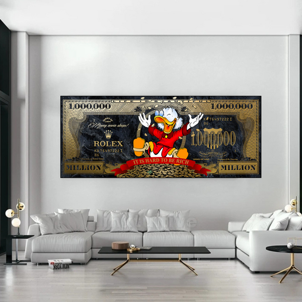 Scrooge McDuck One Million Dollar Canvas Wall Art-MinimalisticDecor.com