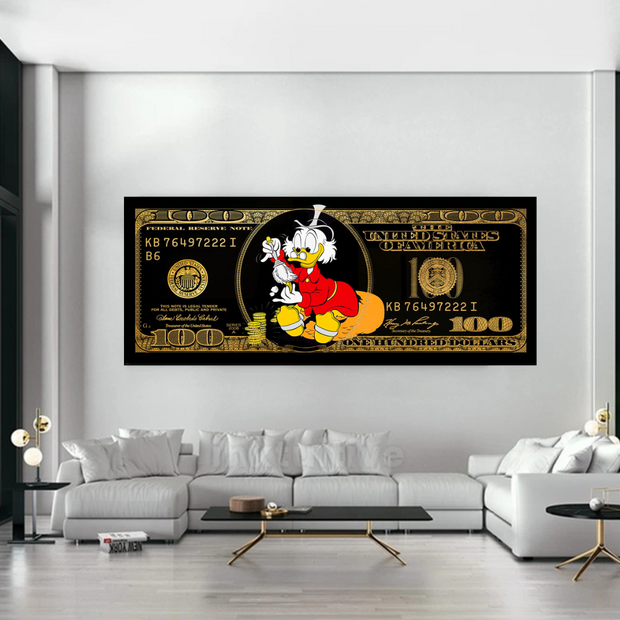 Scrooge McDuck One Million Dollar Canvas Wall Art-MinimalisticDecor.com